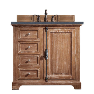 Providence 36" Single Vanity Cabinet, Driftwood, w/ 3 CM Charcoal Soapstone Quartz Top