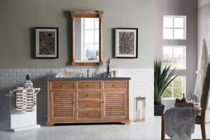 Savannah 60" Single Vanity Cabinet, Driftwood, w/ 3 CM Charcoal Soapstone Quartz Top