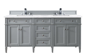 Brittany 72" Urban Gray Double Vanity w/ 3 CM Arctic Fall Solid Surface Top