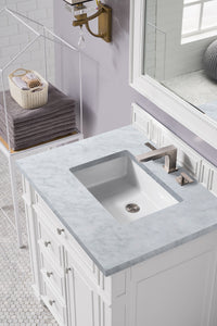 Bristol 30" Single Vanity, Bright White, w/ 3 CM Carrara Marble Top