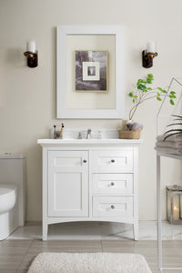 Palisades 36" Single Vanity, Bright White, w/ 3 CM White Zeus Quartz Top