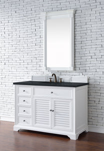 Savannah 48" Single Vanity Cabinet, Bright White, w/ 3 CM Charcoal Soapstone Quartz Top