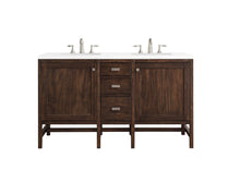 Load image into Gallery viewer, Addison 60&quot; Double Vanity Cabinet, Mid Century Acacia, w/ 3 CM Classic White Quartz Top